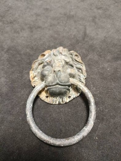 Rare  Antique Metal Architectural Lion Head Door Knocker