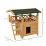 Cat House Outdoor w/ Balcony Stairs Roof, 77 x 50 x 73 cm, Natural Wood Finish Image 2