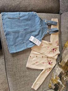 Girl denim dress & cerdigan