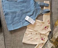 Girl denim dress & cerdigan