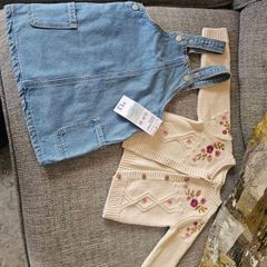 Girl denim dress & cerdigan