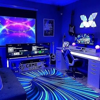 Blacklight 3D Vortex Illusion Rug, Large Neon Hole UV Reactive Visual Optical Area Rug, Non-Slip Fluorescent Luminous Game Floor Mat Carpet, Glow in The Dark Kid Playroom Decor 180x120cm