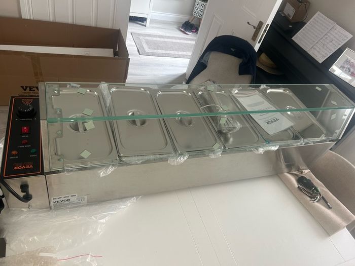 1.2 meter long  35cm wide 220v Commercial Electric Food Warmer Countertop Buffet  with Glass Shield 1500w