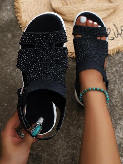 Women black Rhinestone sandals 3-3.5 size