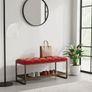 Teal Velvet Upholstered Bench / Shoe Rack Image 3