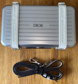 Genuine Christian Dior Rimowa X Pochette Personal shoulder bag in grey aluminium and grey leather Collector Square