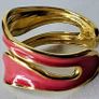 Double Layer Geometric Red & Gold Open Ring Image 4