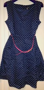 Izabel Spotted Navy Skater Dress S16