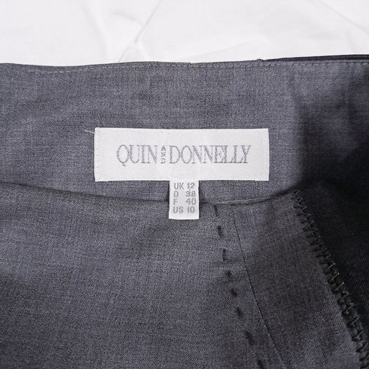 Quin & Donnelly Grey Two-Tone Professional Tailored Pencil Midi Skirt 12UK/40EU