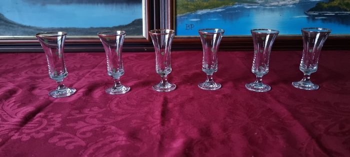 6 Pieces Irish Shamrock Gold Rimmed Footed Shot Glasses