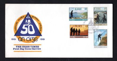 1981 Ireland 50th Anniversary of the Founding of An Oige Commemorative Stamp Illustrated The Irish Times First Day Cover (FDC)