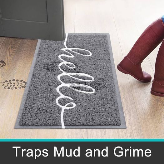Door Mat, Dirt Trapper Doormats Non Slip Low Profile Durable Door Mat for Outdoor, Indoor, Entrance, Patio, Front Back Door  (44 x 76cm, Grey)