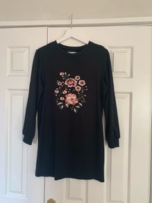 New Look Black Floral Embroidered Jumper Dress