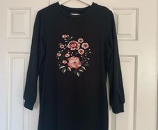 New Look Black Floral Embroidered Jumper Dress