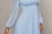 Petite Baby Blue Dot Dress