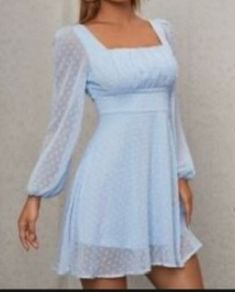 Petite Baby Blue Dot Dress