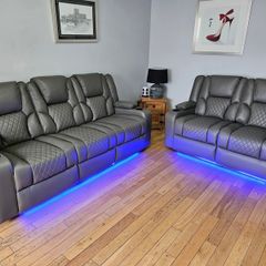 Electric Real Leather Orlando Recliner Sofa Set