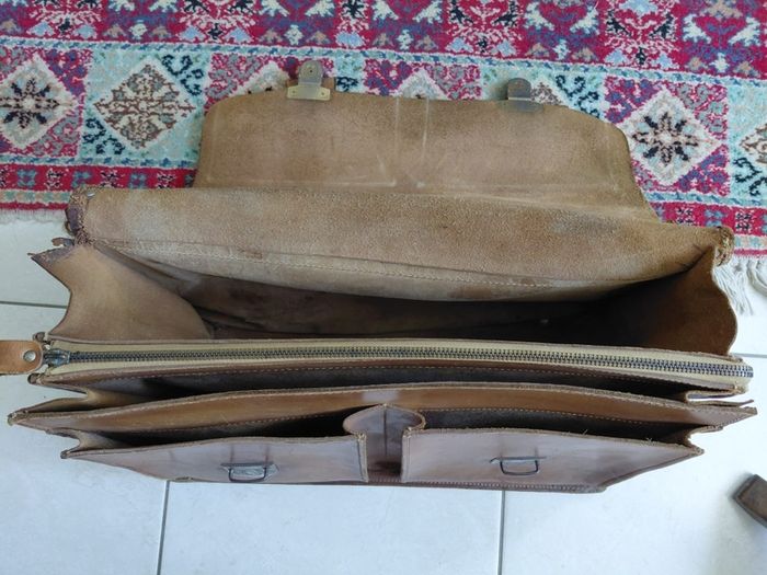 Vintage French leather briefcase