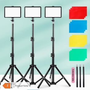 6182 ZOMEI 8-Inch Dimmable LED Photography Lighting Kit with 5600K USB Video Lights, 58-Inch Tripod Stand & Color Filters - 6182