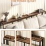 200 cm Narrow Console Table with Power Outlet, 18 cm Skinny Sofa Table, Long Behind Couch Table with Charging Station, for Entryway, Hallway, Living Room, Rustic Brown and Black Image 5