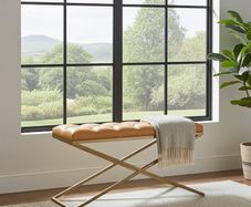 Metal-Framed Velvet Bench 100x40cm  Modern X-Frame Accent