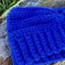 Handmade crochet warm headband, blue wooly ear warmer Image 2