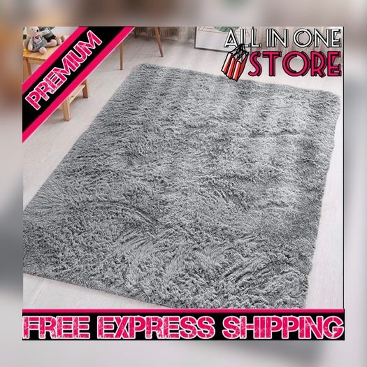 Rugs Living Room - Grey Area Rugs for Bedroom Anti Slip - Modern Super Soft Thick Pile Small Fluffy Shaggy Rug Non Shedding, 50cm x 80 cm MULTIPLE SIZES/COLOURS AVAILABLE (FREE POSTAGE)