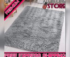 Rugs Living Room - Grey Area Rugs for Bedroom Anti Slip - Modern Super Soft Thick Pile Small Fluffy Shaggy Rug Non Shedding, 50cm x 80 cm MULTIPLE SIZES/COLOURS AVAILABLE (FREE POSTAGE)