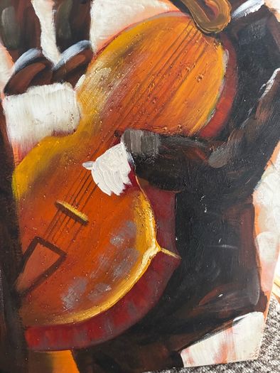 Large Original Jazz Orchestra Painting Abstract Musicians with Cello & Violins (80x80 cm)