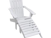 Garden Chair with Ottoman Wood White