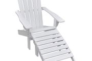 Garden Chair with Ottoman Wood White