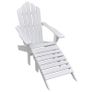 Garden Chair with Ottoman Wood White Image 5