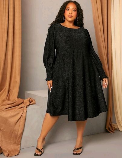SHEIN Black Glitter Bishop Sleeve Dress. Size 20. New