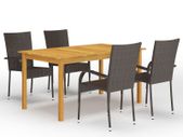 5 Piece Garden Dining Set Brown
