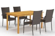 5 Piece Garden Dining Set Brown