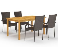 5 Piece Garden Dining Set Brown