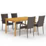 5 Piece Garden Dining Set Brown Image 5