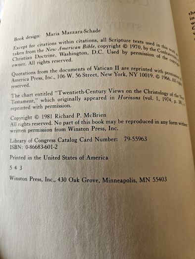 First Edition 1981 Catholicism Richard P. McBrien. Religious.