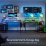 Gaming Desk with LED Lights Power Outlets Reversible Computer Storage Shelves Dual Monitor Stands for Home Office Study 100x50cm Carbon Fiber Black Image 4