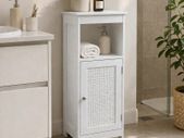 Slim White Storage Cabinet Narrow Freestanding Bathroom & Hallway Unit