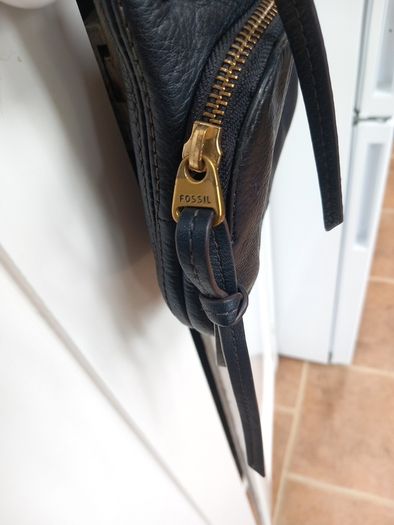 Fossil Black Leather Cross Body Bag