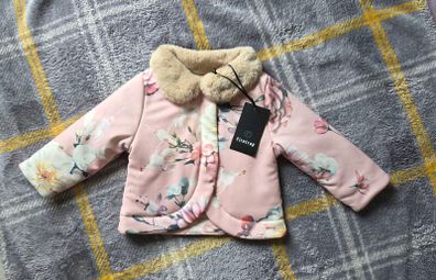 6-12m, Firetrap Floral Jacket with Faux Fur Collar
