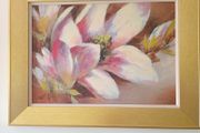 Magnolia Bloom > Large Oleograph Gilt Framed Painting Signed.