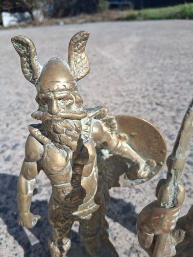 3 x Mid Century 10 inch Solid Brass Viking Warriors(6.9 kgs)