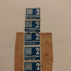 5x 2p Irish Blue Postage Due Stamps