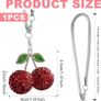Cherry Car Hanging Ornament, Cute Crystal Rear View Mirror Pendant for Women Lucky Bling Car Accessories for Women Interior Decor Charm Cars Mirror Hanging Pendant Gift Cars Decorations Image 3