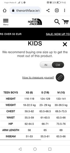 North Face down jacket, age 7-8
