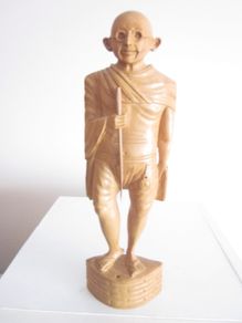 Hand Carved Wooden Mahatma Gandhi Figurine Statue