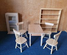 Dolls house kitchen furniture - natural / barewood