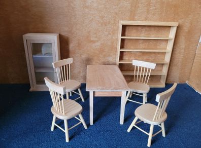 Dolls house kitchen furniture - natural / barewood